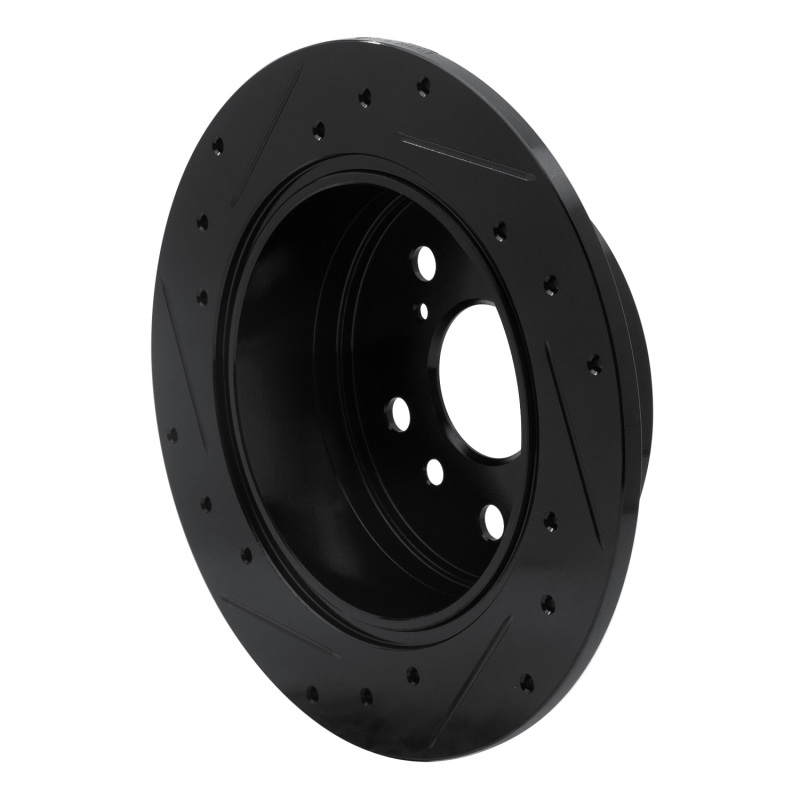 Lexus ES350 Brake Rotor (1) - Rear Right - R1 Concepts - Drilled & Slotted - Black - `07-`12